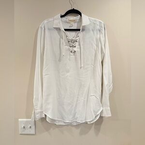 🔥Cloth & Stone White Lace-Up Women's Top Sz L EUC🔥